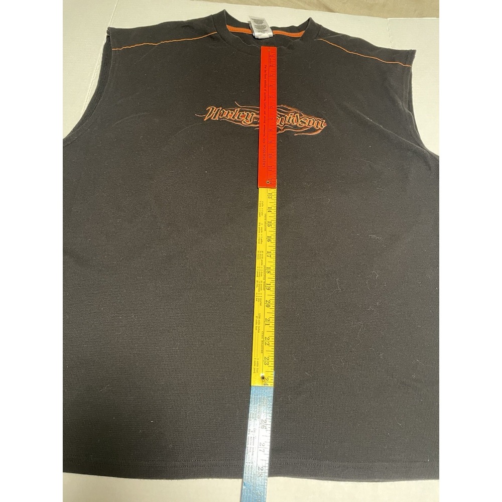 Carolina Harley-Davidson Waffle Knit Shirt Black With Embroidered Sleeveless 2XL - Picture 7 of 9